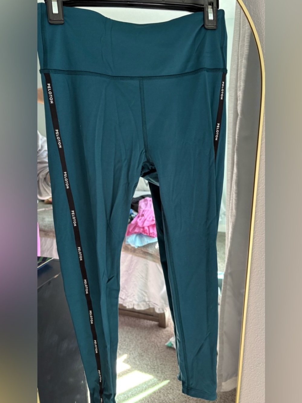 Peloton Teal Kids High-Waist Leggings with Side Logo Tape